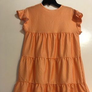 Seersucker orange mini dress